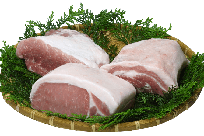 紀州岩清水豚のブロックカットされたお肉の画像です